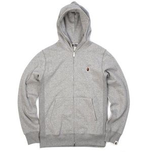 Bape Full Zip Heavyweight Grey Hoodie Unisex